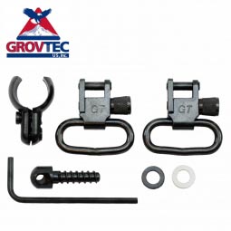 GrovTec 2 Piece Barrel Band Locking Swivel Set, 1" Loops, Black