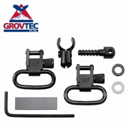 GrovTec .420-.470" 2pc. Barrel Band Locking Swivel Set, 1" Loops, Black