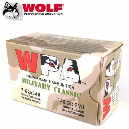 Wolf Military Classic 7.62x54R 148gr FMJ, 20 Round Box