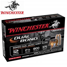 Winchester Dual Bond 12 Gauge 2-3/4" 375gr. JHP Sabot Slug, 5 Round Box