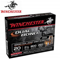 Winchester Dual Bond 20 Gauge 2-3/4" 260gr. JHP Sabot Slug, 5 Round Box