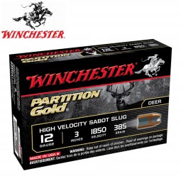 Winchester 12 Gauge 3" 385gr. Partition Gold Sabot Slug, 5 Round Box