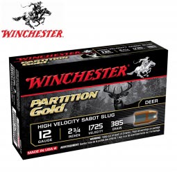 Winchester 12 Gauge 2-3/4" 385gr. Partition Gold Sabot Slug, 5 Round Box