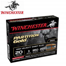 Winchester 20 Gauge 3" 260gr. Partition Gold Sabot Slug, 5 Round Box