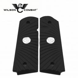 Wilson Combat 1911 Grips, Full Size, Black G10, Starburst Pattern, Sterling Silver Medallion