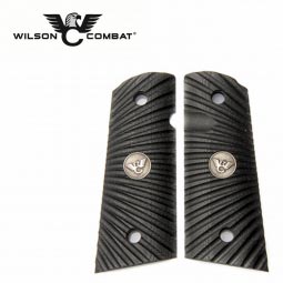 Wilson Combat 1911 Grips, Compact, Black G10, Starburst Pattern, Flat Bottom