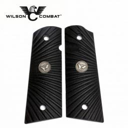 Wilson Combat 1911 Grips, Full Size, Black G10, Starburst Pattern, Flat Bottom