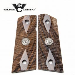 Wilson Combat 1911 Grips, Compact, French Walnut, Double Diamond, Flat Bottom