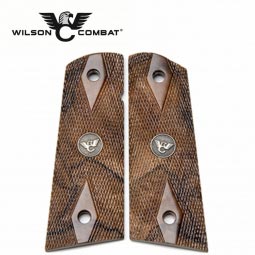 Wilson Combat 1911 Grips, Full Size, French Walnut, Double Diamond, Flat Bottom