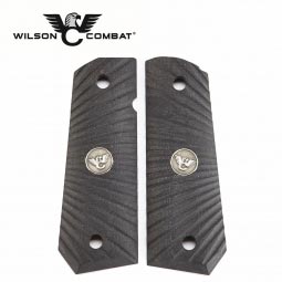 Wilson Combat 1911 Grips, Full Size, Black G10, Starburst Pattern, Bobtail