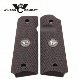 Wilson Combat 1911 Grips, Full Size, Black Cherry G10, Wilson Combat Slant Pattern, Beveled Bottom