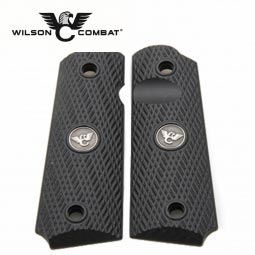 Wilson Combat 1911 Grips, Full Size, Black G10, Wilson Combat Slant Pattern, Beveled Bottom