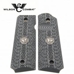 Wilson Combat 1911 Grips, Full Size, Gray/Black G10, Wilson Combat Slant Pattern, Beveled Bottom