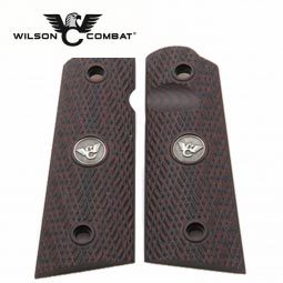 Wilson Combat 1911 Grips, Full Size, Black Cherry G10, Wilson Combat Slant Pattern, Flat Bottom