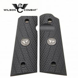 Wilson Combat 1911 Grips, Full Size, Black G10, Wilson Combat Slant Pattern, Flat Bottom