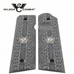 Wilson Combat 1911 Grips, Full Size, Gray/Black G10, Wilson Combat Slant Pattern, Flat Bottom