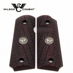 Wilson Combat 1911 Grips, Compact, Black Cherry G10, Slant Pattern, Beveled Bottom