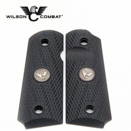 Wilson Combat 1911 Grips, Compact, Black G10, Slant Pattern, Beveled Bottom