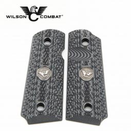 Wilson Combat 1911 Grips, Compact, Gray/Black G10, Slant Pattern, Beveled Bottom