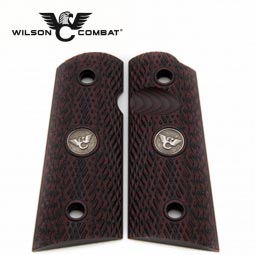 Wilson Combat 1911 Grips, Compact, Black Cherry G10, Slant Pattern, Flat Bottom