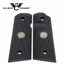 Wilson Combat 1911 Grips, Compact, Black G10, Slant Pattern, Flat Bottom