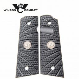 Wilson Combat 1911 Grips, Full Size, Black G10, Aggressive Starburst Pattern, Flat Bottom