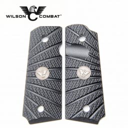 Wilson Combat 1911 Grips, Compact, Black G10, Aggressive Starburst Pattern, Beveled Bottom