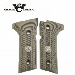 Wilson Combat, Beretta Vertec G10 Grips, Checkered with WC Logo, Dirty Olive