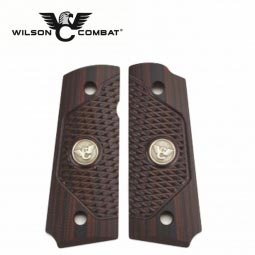 Wilson Combat 1911 Compact G10 Grips, Ultra Thin, Beveled Bottom with WC Logo, Black Cherry