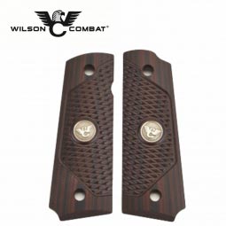 Wilson Combat 1911 Full Size G10 Grips, Ultra Thin, Beveled Bottom with WC Logo, Black Cherry