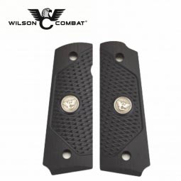 Wilson Combat 1911 Full Size G10 Grips, Ultra Thin, Beveled Bottom with WC Logo, Black