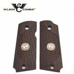 Wilson Combat 1911 Sentinel G10 Grips, Ultra Thin, Beveled Bottom with WC Logo, Black Cherry