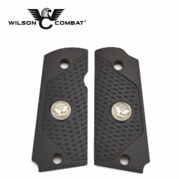 Wilson Combat 1911 Sentinel G10 Grips, Ultra Thin, Beveled Bottom with WC Logo, Black