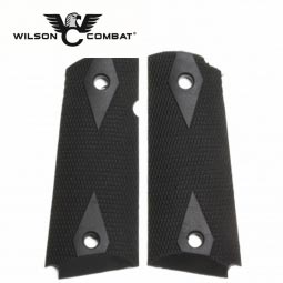 Wilson Combat 1911 Grips, Compact, Black Rubber, Double Diamond