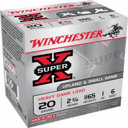 Winchester Super-X Heavy Game 20ga. 2-3/4" 1oz. #6 Shot, 25 Round Box