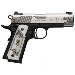 BG 1911-380 MED. S/S ENGRAVED, 380ACP FS 3.58" WHITE PEARL