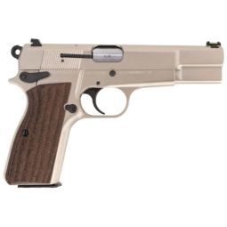 INGLIS P-35N HI-POWER 9MM, 4.7" BBL 2-15RD NICKEL/WOOD