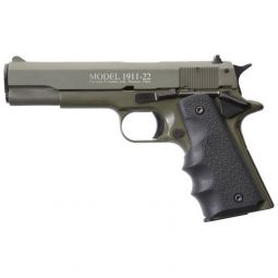 CHIAPPA 1911-22 22LR 5" FS, 10RD OD GREEN/RUBBER