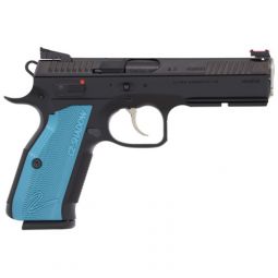 CZ CUSTOM SHADOW 2 ACCU 9MM FS, 17-SHOT BLACK POLY BLUE GRIPS