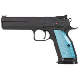 CZ TS2 SA 40SW FS 17-SHOT, BLACK POLYCOAT BLUE GRIP