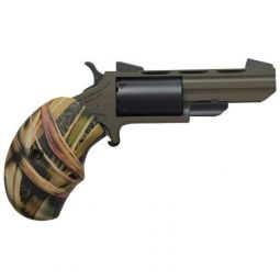 NAA HUNTSMAN MINI-REVOLVR, 22WMR 2" FIXED OD GRN WOOD