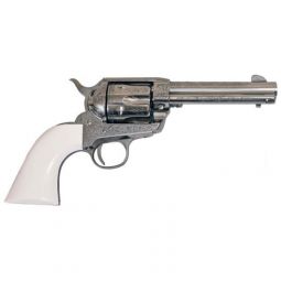 Cimarron Frontier Engraved Revolver, .357, 4-3/4" Barrel, Nickel w/Ivory Grips